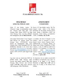 Surat Penyampaian Publikasi RUPS LAJU 2025